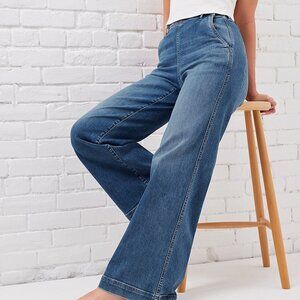 UpWest High Waisted All-Day Wide Leg Denim Trouser Jeans - Surf Wash - NWT!